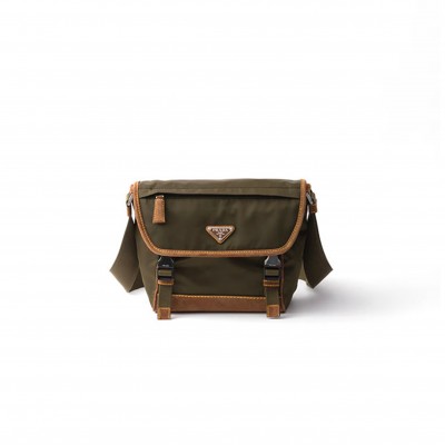 PRADA MEDIUM RE-NYLON AND SUEDE SHOULDER BAG 2VD066 (20*19*10cm)